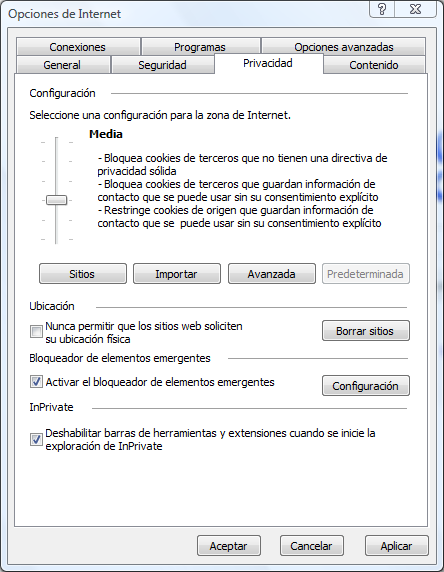 Permitir cookies en Mozilla